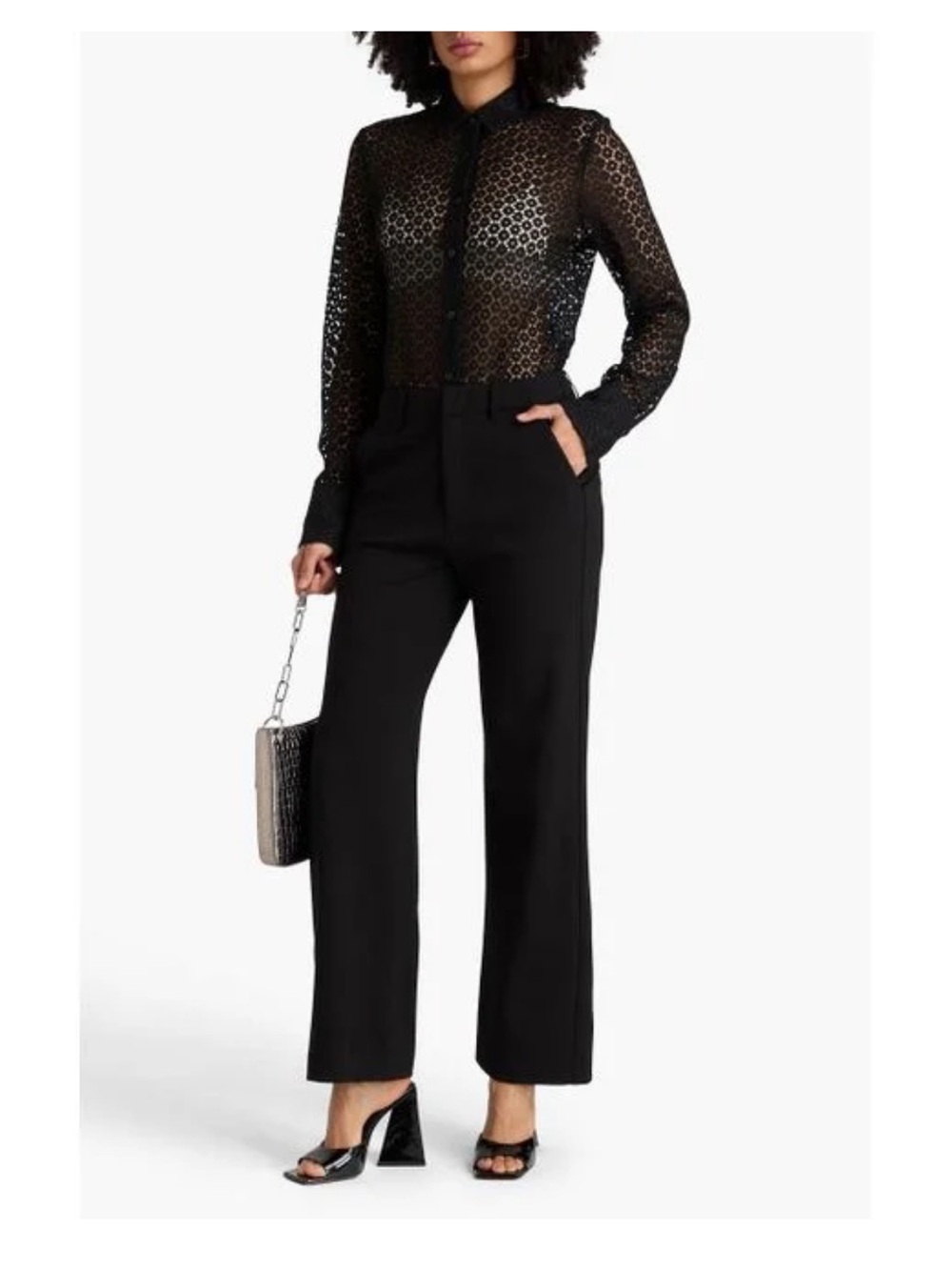 Rag and Bone (2025) Eyelet Button-Up Shirt in Black